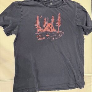 GAP Black Tee with Red Design